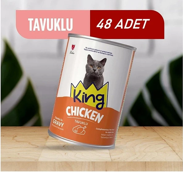 King Sos İçerisinde Et Parçacıklı Tavuklu Kedi Konservesi 400 Gr*48 ADET ürün görseli