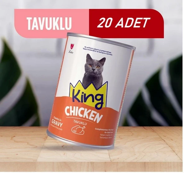 King Sos İçerisinde Et Parçacıklı Tavuklu Kedi Konservesi 400 Gr*20 ADET ürün görseli