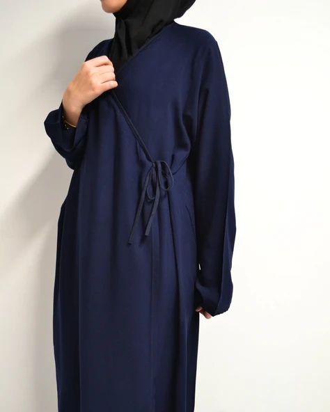 Kruvaze Yandan Bağlamalı Namaz Elbisesi – %100 Viskon- Rahat Kalıp - Resim 8