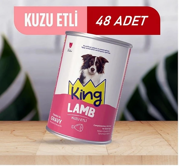 King Sos İçerisinde Et Parçacıklı Kuzu Etli Köpek Konservesi 400 Gr*48 ADET ürün görseli