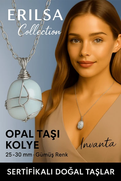 Sertifikalı Gümüş Tel Sargılı Doğal Opal Taşı Kolye – 30-35 mm Sezgi ve Yaratıcılık Taşı ürün görseli