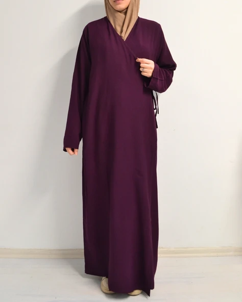 Kruvaze Yandan Bağlamalı Namaz Elbisesi – %100 Viskon- Rahat Kalıp - Resim 5