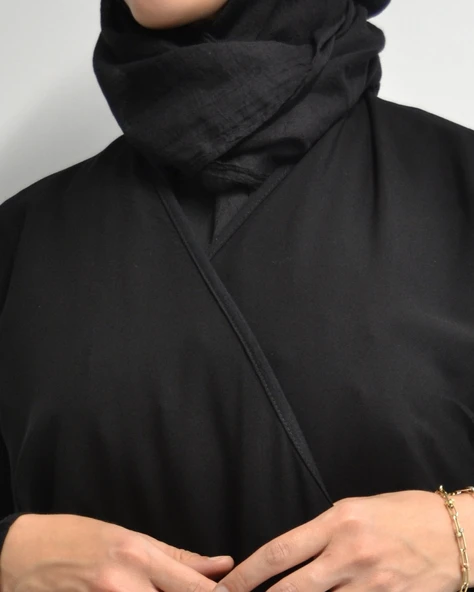 Kruvaze Yandan Bağlamalı Namaz Elbisesi – %100 Viskon- Rahat Kalıp - Resim 4