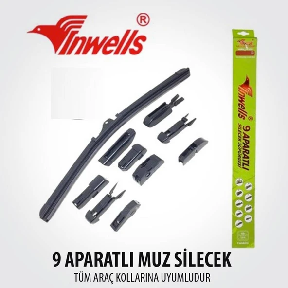 INWELLS 400MM 9 Aparatlı Banana Tip Silecek Süpürgesi - 1