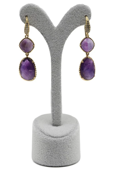 Ametist Doğal Taş Sallantılı Küpe - KP-0272 ürün görseli