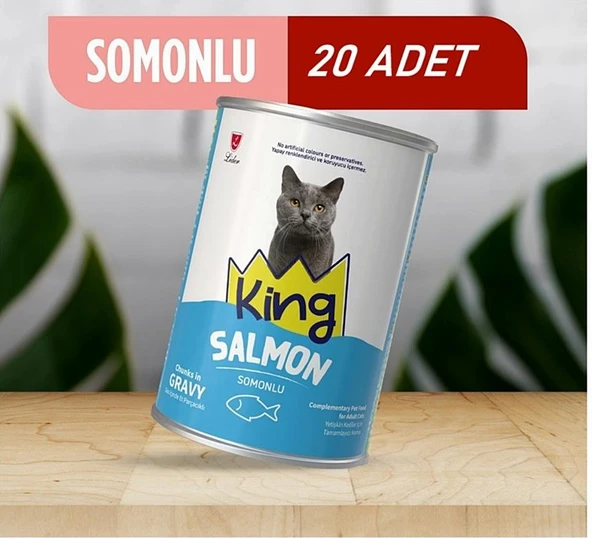 King Sos İçerisinde Et Parçacıklı Somonlu Kedi Konservesi 400 Gr*20 ADET ürün görseli