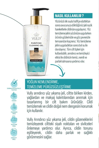 24k Altın Parçacıklı Arındırıcı Nemlendirici Gözenek Sıkılaştırıcı Yüz Temizleme Jeli 200 Ml - 7