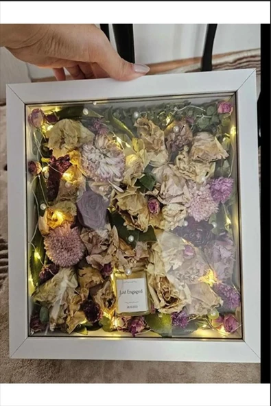 Anı Çerçevesi Söz Nişan Çiçeği Kutu Tasarımı 25cm-25cm - 5