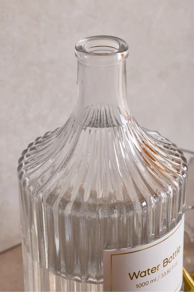 Perotti Viking 1000 ml Cam Şişe ve Yağlık Kapaklı Çift Kapaklı Gold - Resim 5