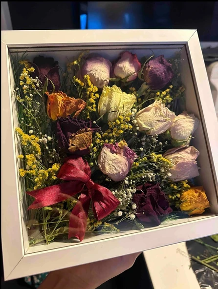 Anı Çerçevesi Söz Nişan Çiçeği Kutu Tasarımı 25cm-25cm