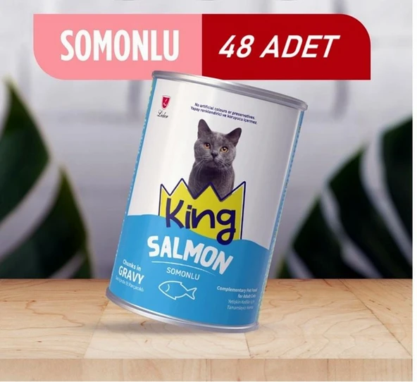 King Sos İçerisinde Et Parçacıklı Somonlu Kedi Konservesi 400 Gr*48 ADET ürün görseli