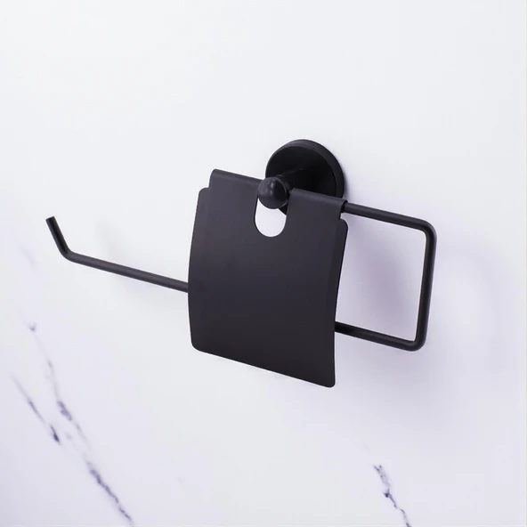 Siyah Kapaklı Kağıt Havluluk Banyo Tuvalet Mutfak İçin Duvar Tipi Vidalı Montaj Modern Aksesuar - Resim 4