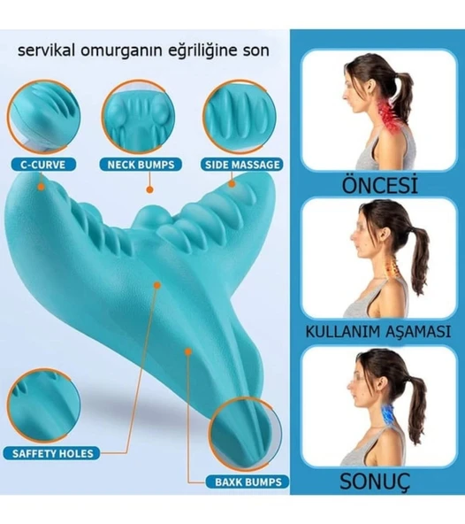 Ortopedik Servikal Boyun Masaj Yastığı Dik Duruş Destekleyici Omurilik Hörgüç Giderici Rahatlatıcı - 5