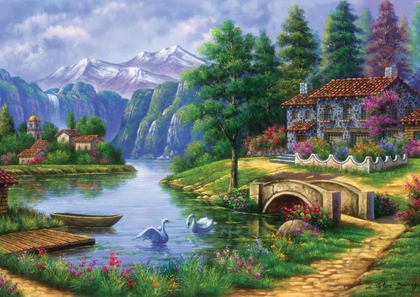 Art 1500 Parça Göl Köy Puzzle