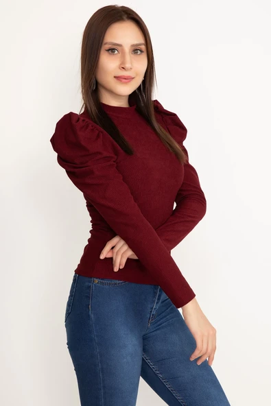Prenses kol bluz bordo - 3