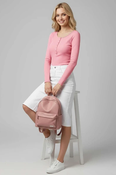 Çıtçıt Detaylı Bluz Pembe - 1