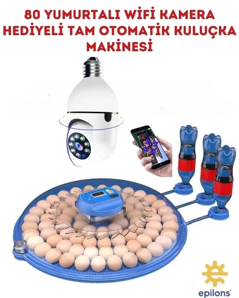 MZ-80/240 Çift Viyollü Tam Otomatik Kuluçka Makinesi WiFi Ampul Kamera Hediyeli Çiftlik Tipi - 1