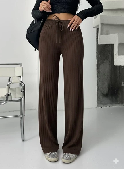 Fitilli şardonlu pantolon kahve - 1