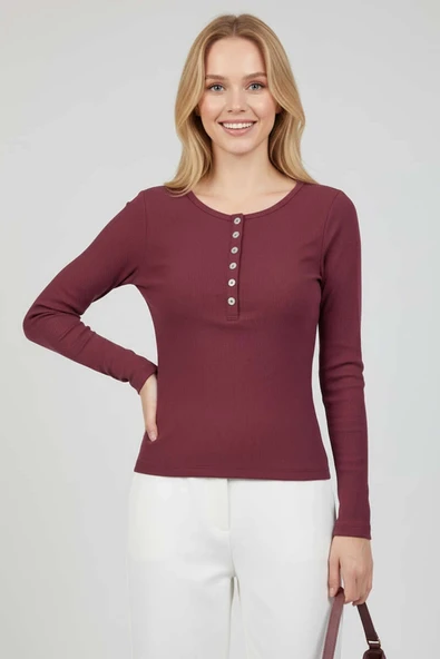 Çıtçıt Detaylı Bluz Mürdüm - 4