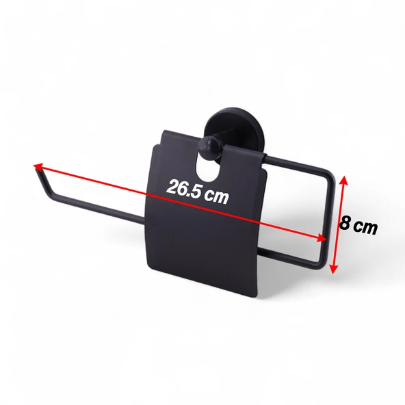 Siyah Kapaklı Kağıt Havluluk Banyo Tuvalet Mutfak İçin Duvar Tipi Vidalı Montaj Modern Aksesuar - Resim 6