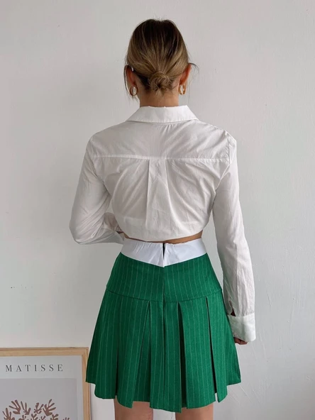 Çizgili Pileli etek s24-1013 - 4