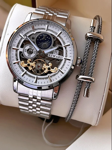 Reward Özel Tasarım Otomatik Mekanizma Çelik Kordon 5 Atm Suya Dayaknıklı Erkek Kol Saati W.14626.2 ürün görseli