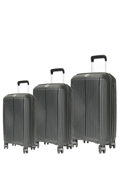 GRND 10728 PP CARMILLA- Büyük + Orta + Kabin Boy Valiz / Bavul Seti - Siyah - 2