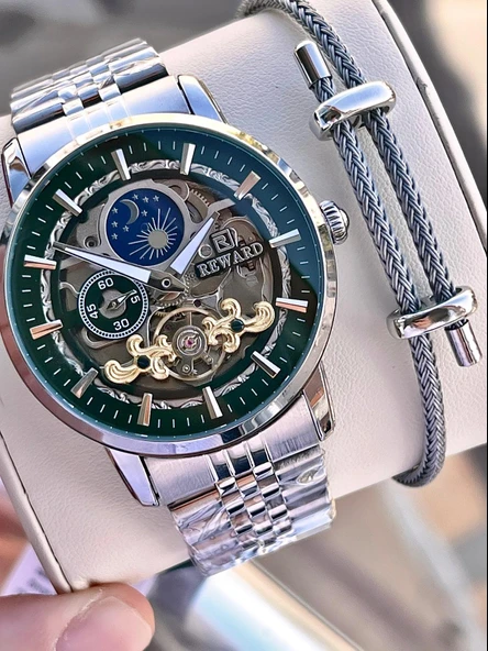 Reward Özel Tasarım Otomatik Mekanizma Çelik Kordon 5 Atm Suya Dayaknıklı Erkek Kol Saati W.14626.3 ürün görseli