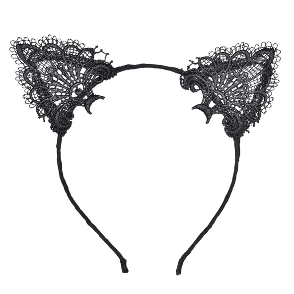 Siyah Kedi Dantel Taç + Eldiven Seti – Parti, Dans ve Kostüm Kombini - Resim 3