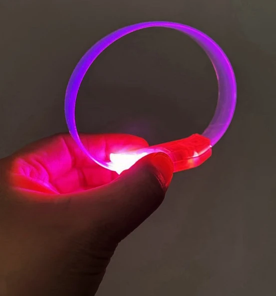 3 Modlu Pilli LED Işıklı Esnek Parti Bilekliği Pembe - 1