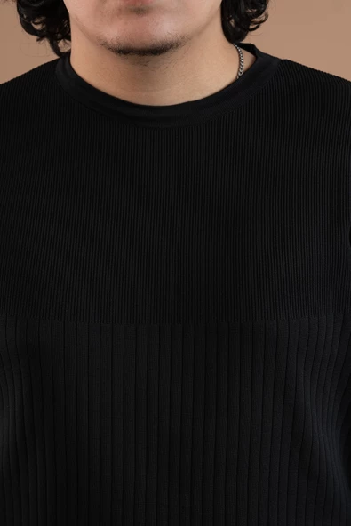 BİSİKLET YAKA LİKRALI MİCROFİLAMENT KUMAŞ SLİMFİT ERKEK SWEATSHİRT - 10