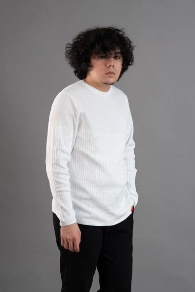 BİSİKLET YAKA LİKRALI MİCROFİLAMENT KUMAŞ SLİMFİT ERKEK SWEATSHİRT - 6