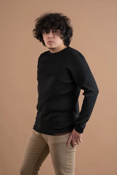 BİSİKLET YAKA LİKRALI MİCROFİLAMENT KUMAŞ SLİMFİT ERKEK SWEATSHİRT - 8