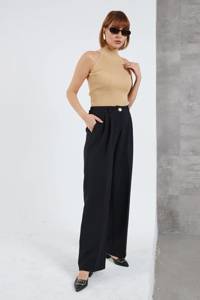 Kadın Beli Lastikli Pzzo Pantolon - 1