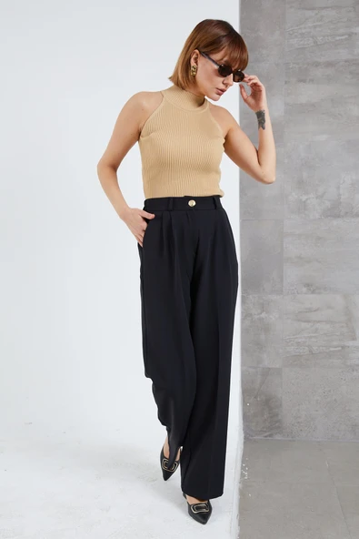 Kadın Beli Lastikli Pzzo Pantolon - 6
