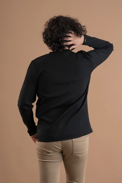 BİSİKLET YAKA LİKRALI MİCROFİLAMENT KUMAŞ SLİMFİT ERKEK SWEATSHİRT - 9