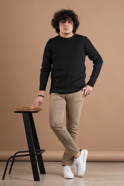 BİSİKLET YAKA LİKRALI MİCROFİLAMENT KUMAŞ SLİMFİT ERKEK SWEATSHİRT - 7