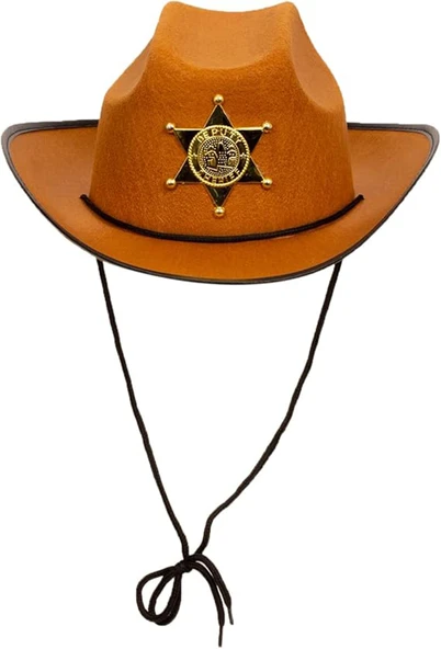 Kovboy Şerif Şapkası Kahve 12 Adet - Kostüm, Parti ve Gösteri Şapkası - Resim 3