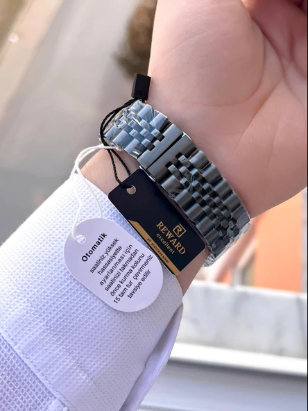 Reward Özel Tasarım Otomatik Mekanizma Çelik Kordon 5 Atm Suya Dayaknıklı Erkek Kol Saati W.14626.4 - Resim 6