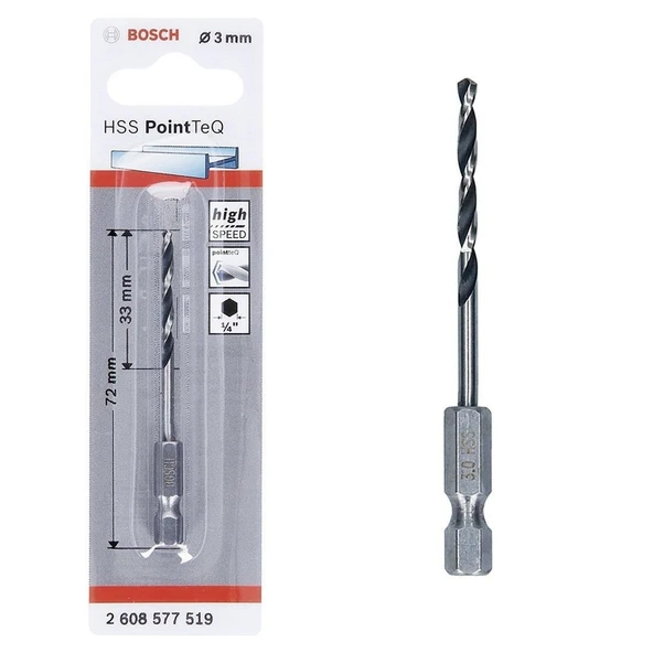 Pointteq Altıgen Şaftlı Hss Matkap Ucu 3 mm - 1