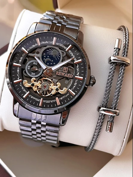 Reward Özel Tasarım Otomatik Mekanizma Çelik Kordon 5 Atm Suya Dayaknıklı Erkek Kol Saati W.14626.4 ürün görseli