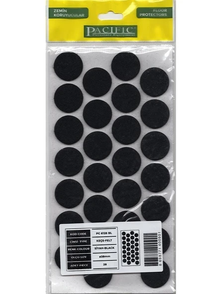 Pacific 6128 BL Yapışkanlı Keçe 28 mm Siyah ürün görseli 1
