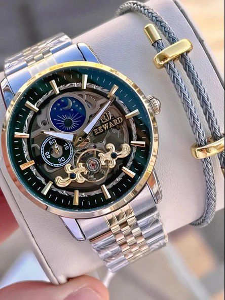 Reward Özel Tasarım Otomatik Mekanizma Çelik Kordon 5 Atm Suya Dayaknıklı Erkek Kol Saati W.14626.7 ürün görseli