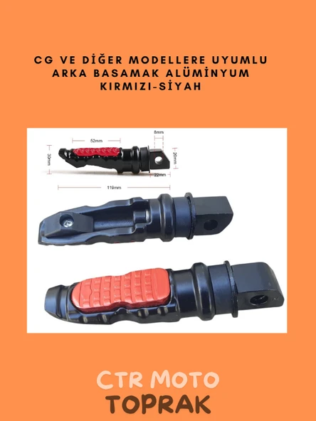 CG ve Diğer Modellerle Uyumlu Arka Basamak – Alüminyum Kırmızı Siyah - 1