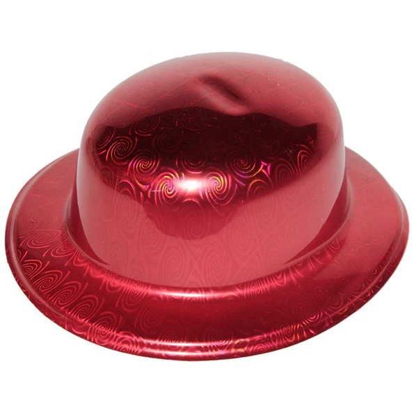 Kırmızı Renk Hologramlı Plastik Yuvarlak Melon 27x24 cm - 1