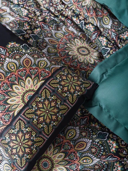 Çift Kişilik Saten Nev Takımı Ornate Petrol - 2
