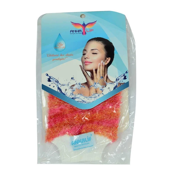 Lastikli El Geçmeli Yumuşak Eldiven Banyo Lifi Pembe-Tcu 20x10 Cm - 1