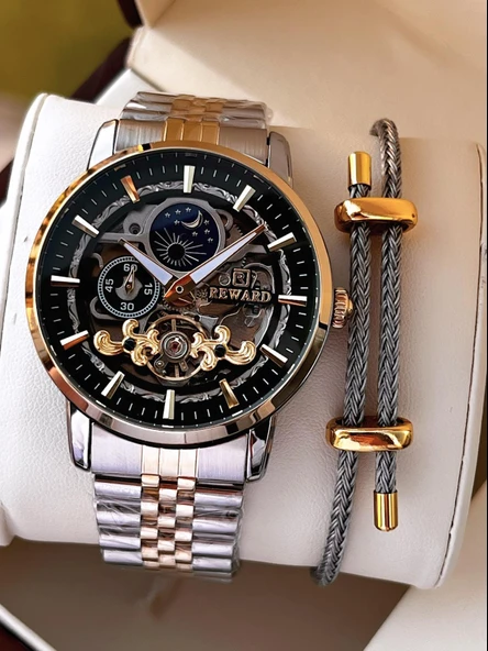 Reward Özel Tasarım Otomatik Mekanizma Çelik Kordon 5 Atm Suya Dayaknıklı Erkek Kol Saati W.14626.5 ürün görseli