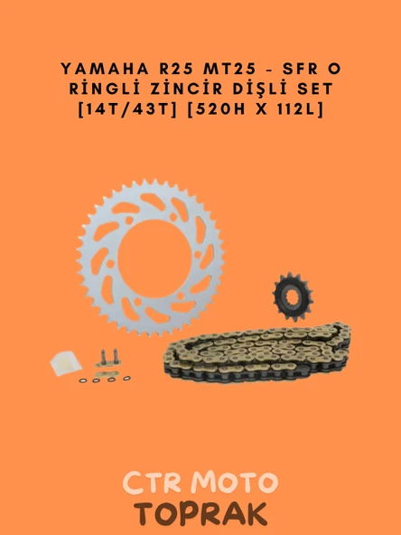 Yamaha R25 MT25 SFR O-Ringli Zincir Dişli Seti [14T/43T] [520H x 112L] ürün görseli 1