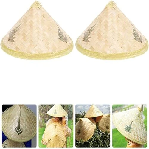 Naturel Renk Cambodia Kamboçyalı Vietnam Şapkası PVC Hasır - 5
